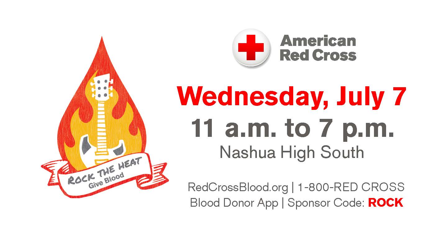 ‘Rock The Heat’ Blood Drive is Wednesday, July 7th at Nashua High School South