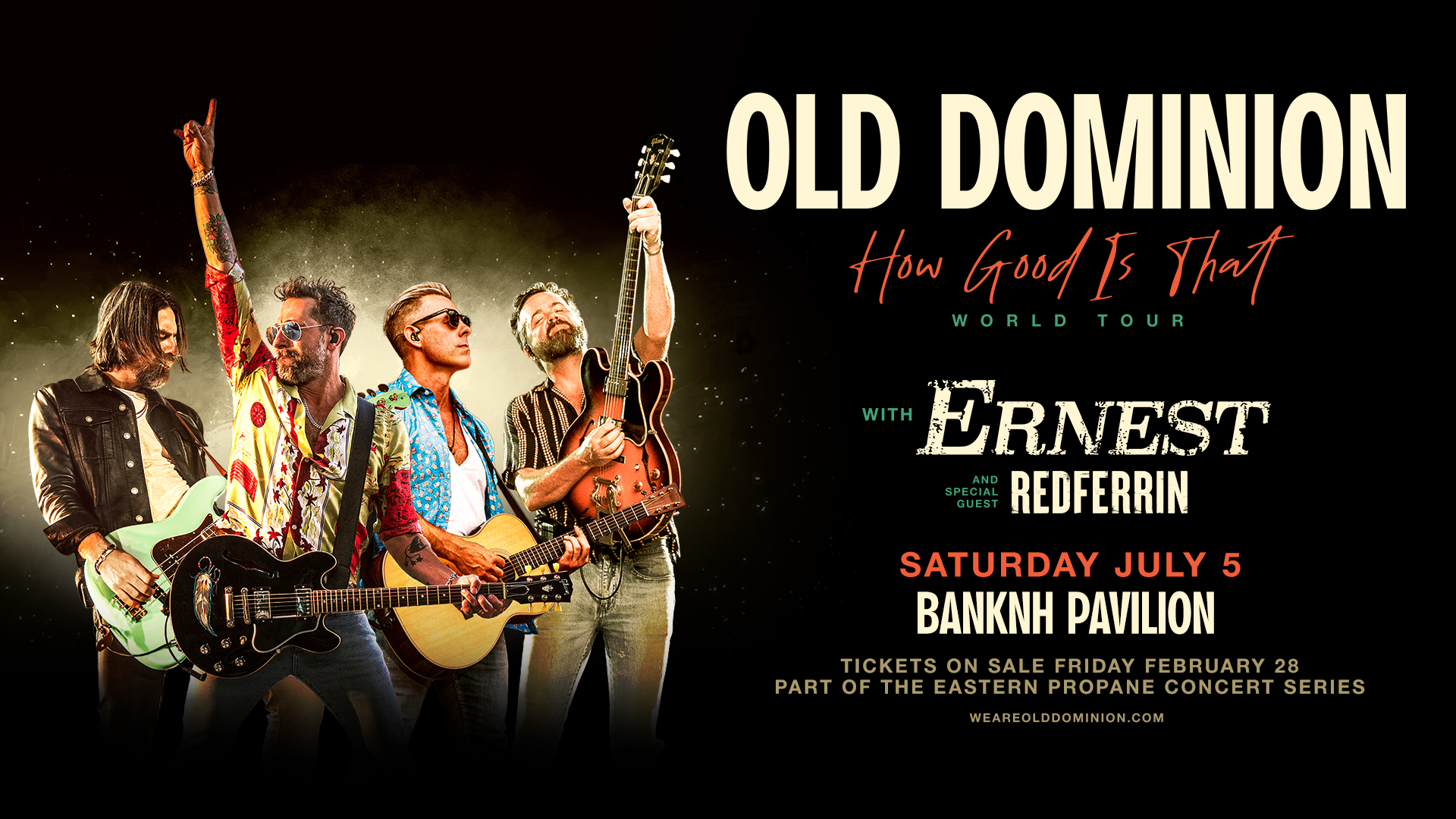 Win Tickets to See Old Dominion with Ernest & Redferrin at BankNH Pavilion!